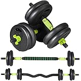JINPALAY 10 KG-15 KG Pesi Regolabili, con Pesi Barra Dritta e Curva Pesi e Manubri Kit, Impugnatura Antiscivolo Manubrio Manu