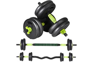 JINPALAY Pesas Ajustables 10-15 KG, Pesas y Mancuernas Kit con Pesas Barra Recta y Curva, Agarre Antideslizante, Juego de Mancuernas, Mancuernas, Mancuernas Ajustables para Gimnasio en Casa