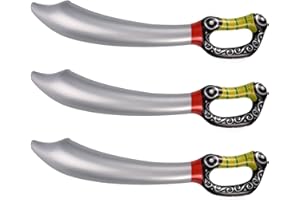 LEZEVN Jomnvo 3 Pack 60cm Inflatable Pirate Sword Cutlass Fancy Dress Party Prop Accessory for Party Supplies Cosplay Toy Props (3 Pack)