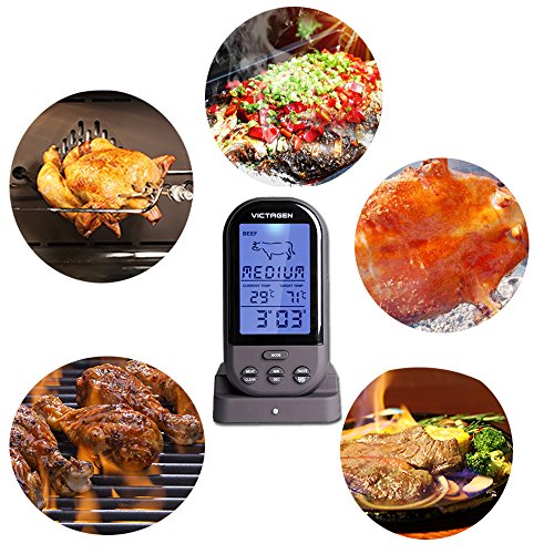 Victagen intelligentes wireless Fernbedienung Fleisch Thermometer, Outdoor tragbares elektronisches Thermometer für Essen Kochen&Grill, Backen Thermometer mit Countdown Küchenzeituhr - 9