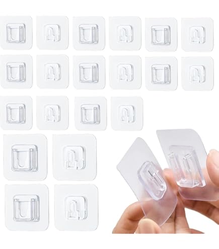 Locam Lot De 24 Crochets Muraux Adhésifs Double Face, 6 Kg (max), Crochets Muraux Transparents Réutilisables Pour Salle De Bain Et Cuisine, Imperméables Et Résistants à L'huile