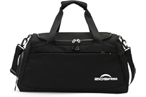 ZIOSINM Bolsa Deporte Grande con Compartimento para Zapatos Húmedo, Impermeable Bolsa de Viaje Bolsa Fitness Bolsa Gimnasio Bolsa Natacion para Hombre Mujer (Negro)