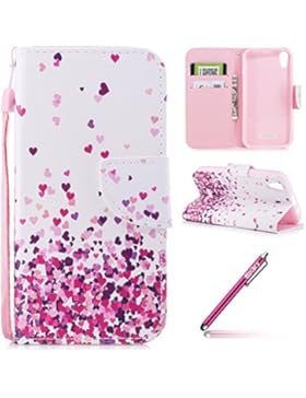 Leder Schutzhülle für Wiko lenny 4,Wiko lenny 4 Hülle im Bookstyle,Hpory Vintage Elegant Painted Muster Handyhülle...