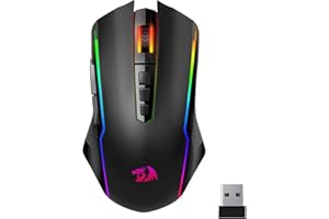 Redragon Gaming Maus Kabellose,RGB 2.4G/USB-C/Bluetooth Maus,Wiederaufladbare mit 9 Programmierbare Tasten-12000 DPI,Ergonomische Wireless Gaming Mouse für PC/Mac Gamer