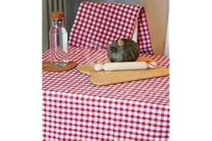 GBIANCHERIA TOVAGLIA DA TAVOLO CON TOVAGLIOLI IN COTONE PETTINATO TINTO IN FILO QUADRETTO ROSSO PRODOTTO IDEATO, TESSUTO E CONFEZIONATO IN ITALIA