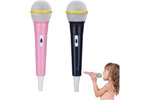 GETFACAI 2PCS Toy Microphone, Fake Microphone, Microphone Prop, Prop Microphone Kids, Microphone Toy Prop, Pretend Microphone Simulated Microphone Kids Microphone Prop for Birthday Party Favors (Pink+Black)