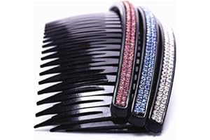LEDSHLIU 3 Stück Haarkamm Top Clip Einsatz Kamm Großer Haareinsatz Damen Pony Haarnadel Kopfschmuck Strass rutschfest Breiter Rand Elegant Ein Wort Hochzeit Haarkamm für Mädchen und Damen