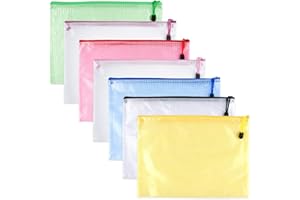 TUPARKA A5 Carteras de plástico Bolsas Ziplock Bolsas de documentos de malla de PVC para la oficina de la escuela Almacenamiento de recibos de cosméticos Almacenamiento de tareas, 7 piezas