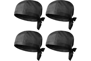 Vegena 4 stycken kockmössa, unisex justerbar, svart, polyester-bomullstyg, 58–62 cm, kockhatt, köksmössa, kockmössa, män och kvinnor