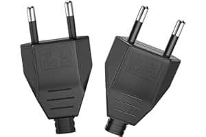 Oblinple 2 Piezas Enchufe Europeo Plano, Enchufes Euro de Alimentación 250V 2.5A, Clavija Enchufe Electricas Macho de Decoración del Hogar de Schuko Instala o Reemplaza (Negro)