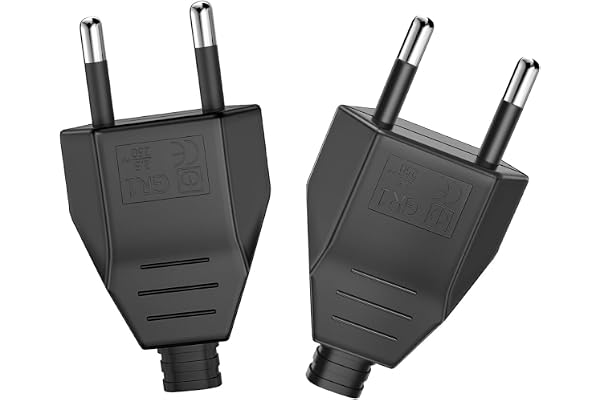 Oblinple 2 Pièces Fiche Européenne Plate, Prise Electrique Male 250V 2.5A, Fiche Euro Schuko Fiche D'alimentation Domestique Décorative à Encastrer ou à Remplacer (Noir)