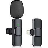 Kopdkes Profesyonel kablosuz yaka mikrofonu iPhone iPad, Plug-Play 2.4G Ultra D&uuml;ş&uuml;k Gecikme-Dahili G&uuml;r&uuml;lt&uuml; Azaltma &Ccedil;ip Yaka M