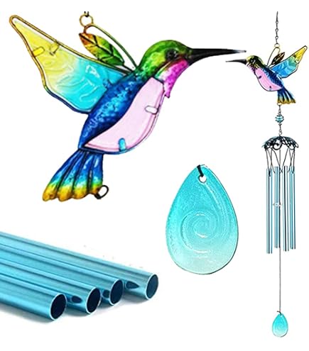 Campanello A Vento Blu In Vetro Per Patio E Giardino, 45x11.5x3.5 Cm, A Forma Di Barca, Rilassante Suono Marino