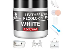 SHADAIWUYU Kit Reparation Cuir,240g Teinture Cuir Blanc,Peinture Cuir Liquide pour Réparer Les éraflures et la Décoloration sur Canapés, Meubles en Vinyle, Sièges d'auto, Chaussures et Selles