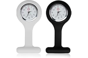 Nazaz Montre à Gousset d'Infirmière 2Pcs, Montre Trotteuse en Silicone avec Broche, Convient aux infirmières et Autres Professionnels de la santé,Précis et Facile à Lire, Facile à Transporter