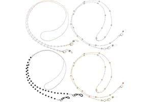 Ouligay 4 Stück Perlen Brillenkette Damen Gold Silber Glasses Chain Modische Brillenketten Dünn Brillenkette Perlen Brillen Kette Brillenband Eyeglass Chain für Brille Brillen Sonnenbrille Mask