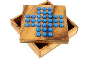 LOGICA GIOCHI Art. Solitario/Dama Cinese - Rompicapo in Legno Strategico-Matematico - 2 Giochi Strategici in 1 - Scatola Richiudibile - Serie Euclide