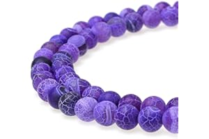 jartc Perline per Braccialetti Energetico Braccialetto Yoga Braccialetto Fai da Te Perle di Pietra Naturale Viola Weathering Agata 45 Pezzi con Perle di Chakra, 34CM,8 mm