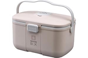 SagTuol Caja medicamentos, Caja botiquin con 2 compartimentos, Organización medicamentos portátil, Cajas grandes para medicamentos para su medicina casera hogar al aire libre (Rosa)