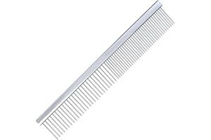 Groom Professional Fein/Grob Chrom Kamm 19cm, Exzellenz in Sachen Haustierpflege, Professioneller Kamm für die Tierpflege - häufig verwendet von Hundefriseuren, 19cm lang mit 3cm Langen Zinken