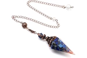 LTTEEA Lapis Lazuli Reiki Healing Crystal Pendulum for Dowsing,Scrying,Meditation,and Healing,Natural Vintage Hexagonal Reiki Gemstone Point Pendant for Divination Wicca,Chakra Balance,and Spiritual Guidance
