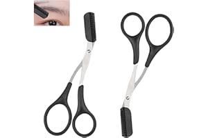 CYXZMYA 2 Stück Augenbrauenschere Mit Kamm,Trimming Augenbrauentrimmer Dame,Eyebrow Scissors Beauty,Schere Zum Trimmen Der Augenbrauen Edelstahl Professionelle (Schwarz)