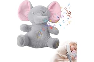 CEWROM Schlummer - Peluche a forma di elefante, per addormentarsi, per neonati, elefanti, con movimento respiratorio e musica, giocattolo ideale per bambini