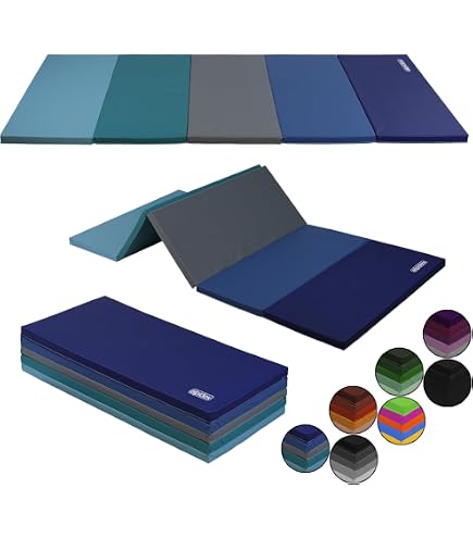 HOMCOM Tapis de Sol Gym Fitness Epais Portable 3m Bleu natte matelas