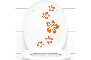 Grandora Klodeckel Aufkleber Hibiskusblüten I orange 5er Kreativset I Bad Blüten Blumen Hibiskus Aufkleber Wandaufkleber Wandsticker W916