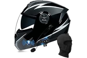 BYGMWEP Klapphelm mit Bluetooth, Integriert Motorradhelm, ECE Zertifiziert Integralhelm mit Doppelvisier, mit Eingebautem Mikrofon für Automatische Reaktion, für Erwachsene Frauen Männer