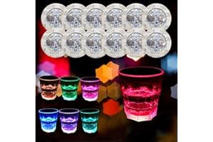 AXMAN Confezione da 12 sottobicchieri a LED, 7 impostazioni di colore, sottobicchieri luminosi per bottiglie, bicchieri e tazze, accessori da cucina e decorazioni natalizie, sottobicchieri natalizi, serate