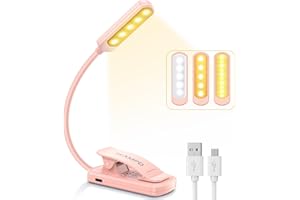TEAMPD Lampara de Lectura USB Recargable de 360° Flexible con 10 LEDS 3 Modos de Luz (Luz Cálido y Blanco) Luz para Lectores Noche, E-Reader, Tablet, Estudio, Cama, Libro,Viaje