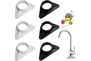 FINALCOOL 6 Pezzi Rinforzo in Plastica per Lavello con foro interno Ø 38mm in ABS per Lavelli in Acciaio inossidabile, Piastra di Stabilizzazione per Rubinetti da Cucina Triangolari Stabilizzatori Bianco Nero