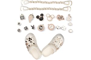 WUSJCOF 18 pezzi Charms per Scarpe in PVC, Accessori con Diamanti Cristallo, Crocs Charm Gioielli e Strass per Scarpe, Ciondoli Crocs Decorazioni Fai-da-te, Ragazze, Donne