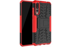 Yiakeng Funda Huawei P20 Pro Carcasa, Silicona a Prueba de Choques Soltar Protector con Kickstand Case para Huawei P20 Pro (Rojo)