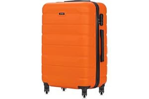 OCHNIK | Valise Moyenne | 66 x 43 x 26 cm | Valise Rigide | Valise de Voyage avec 4 roulettes | Durable | avec ABS | Verrouillage numérique, Orange, M
