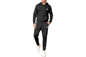 JMIERR Herren 2 Pcs Jacquard Sweatsuit Outfits Hoodie Sweatshirt & Joggers Sweatpants Set Trainingsanzug