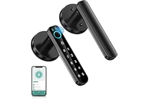 OFFTV Fingerprint Door Lock-Smart Door knob，biometric Door Lock，with passcode keypad keyless Entry Door Handle，Fingerprint Code Door knob for Bedroom Home (Black APP)
