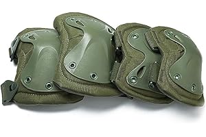 EVER FAIRY Combat Tactique Militaire Dur X Genouillères Coudières Protection Tactique Gants de Sécurité Sports (Green)