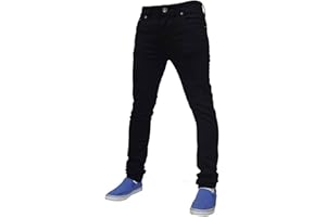 True Face Mens Jeans Skinny Denim Pants Stretch Fit Trouser Zip Fly Elasticated Cotton Bottoms Casual Wear 5 Pockets All Waist & Leg Sizes in Blue, Grey White, Black