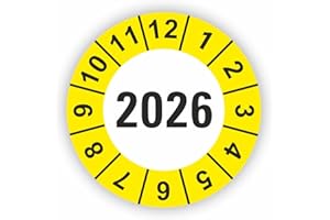Fassbender-Druck PRÜFPLAKETTEN - Hochwertige Prüfetiketten JAHRESPLAKETTE 2026 Ø 30mm - Selbstklebende PVC-Folie - Wartungsetiketten für Prüfung - Prüfplakette für Prüfungsnachweis (250 Stück)