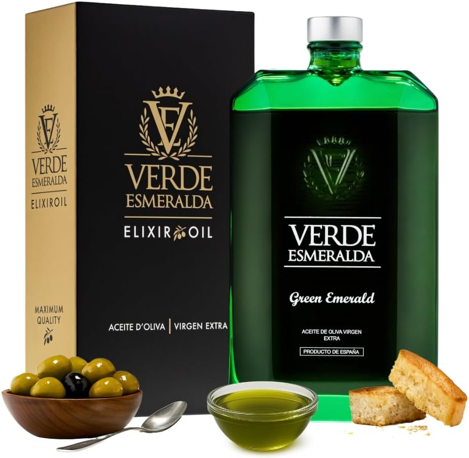 Verde Esmeralda Aceite de Oliva Virgen Extra Picual Premium – Línea Gemas España-Jaén, 500ml | AOVE monovarietal filtrado Sierra de Cazorla, afrutado intenso, hierba fresca, tomatera y almendra
