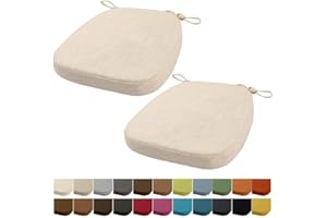 ‎ORUMRUD Orumrud 40 x 38 x 33 cm (3 cm thick) Chair Cushion, Garden Chair Seat Cushion, Dining Room Chair Seat Cushion, Washable, with Zip, Straps, Non-Slip Seat Cushion for Garden Chairs (Beige White, Pack of