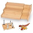 Vegena Spice Rack - 3-Tier Bamboo Wood Shelf, Kitchen Organizer for ...