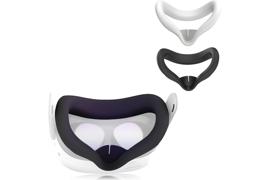 NEWZEROL 2 Pack Facial Silicone Cover Compatible for Quest 3S, Face Pad Eye Padding Cover Accessories Anti-Sweat Waterproof Replacement Compatible for Quest 3S VR,White and Black