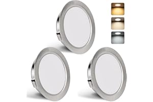 YindaLux 3 Pack Downlight LED Techo Empotrable 230V 3W 3000K 4000K 6000K, 15mm Extraplano Focos LED Interior 300LM Ф55-58mm, IP44 Ojos de Buey para Baño, Níquel