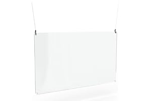 Betriebsausstattung24 Spuckschutz zum Aufhängen inkl. Abhängeset - Acrylglas - 100,0 x 60,0 cm - Hustenschutz - Virenschutz zur Deckenmontage