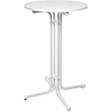 Beautissu Stehtisch klappbar Ø 70 cm Klapptisch in Weiß - Bellini Outdoor Bistrotisch rund – Nivellierbar, Hitzebeständig & M