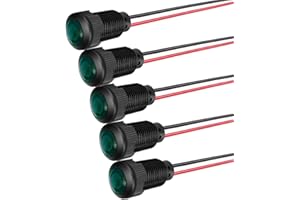 Gebildet 5 uds LED plástico indicador luz piloto 220V Montaje Orificio tamaño 12mm (Verde)