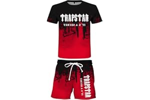 YiJee Tuta Trapstar Uomo, Maglietta Trapstar Corta - Maglietta e Pantaloncini con Logo Stampato Trapstar - 2 Pezzi Tuta Trapstar T Shirt - Set Tuta da Jogging Estiva - Unisex